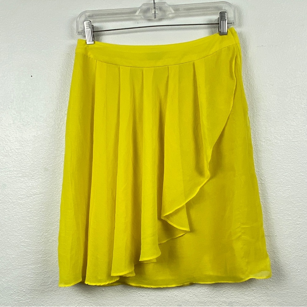 H&M Womens Size 6 Layered Neon Yellow Skirt Trend BarbieCore Spring Summer